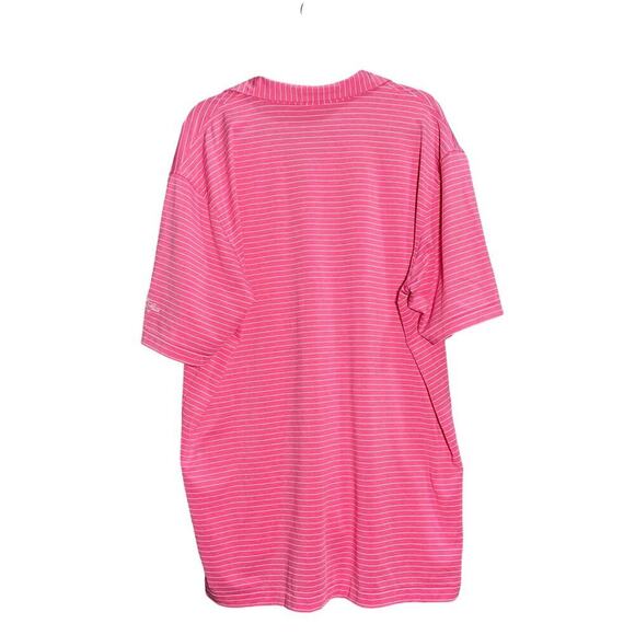 Peter Millar Summer Comfort Pink with White Stripes Golf Polo Size XL w/ logo - Picture 2 of 10